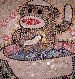 Mosaic made from old buttons