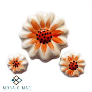 DAISY BOUQUET - WHITE/ORANGE (3) Ceramic Inserts