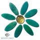 Mosaic Insert Set: 8 Petal Flower - Green Daisy with Golden Center