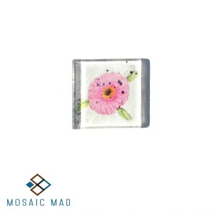 Pink Flower Decoupage Glass Tile 