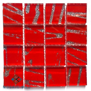 RED with SILVER GLITTER Swirl
