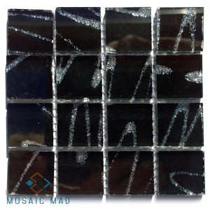 BLACK with SILVER Glitter Swirl