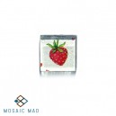 Decoupage Glass Tile - Red Strawberry and Small Hearts