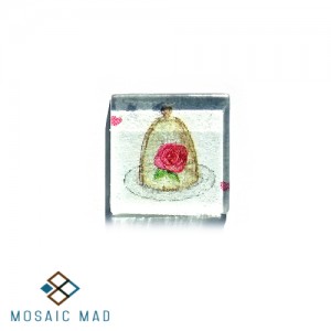 Cake Stand with Rose and Small Hearts Decoupage