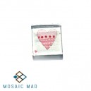 Decoupage Glass Tile - Pink Heart with  Checks and Dots