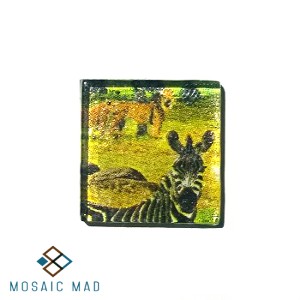 Zebra Decoupage Glass Tile 