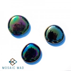 BLACK Iridescent Glass Pebbles (L) 