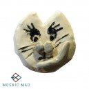 Mosaic Insert : Ceramic Cat Face - White