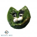 Mosaic Insert : Ceramic Cat Face - Green