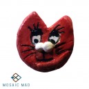 Mosaic Insert : Ceramic Cat Face - Red