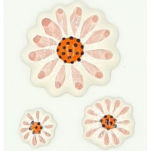 DAISY BOUQUET - WHITE/PINK (3) Ceramic Glazed Insert