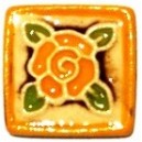 ROSE - YELLOW WITH FRAME Ceramic Glazed Stamp Deco Tile