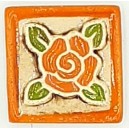 ROSE - ORANGE WITH FRAME Ceramic Glazed Stamp Deco Tile
