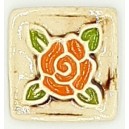 ROSE - ORANGE NO FRAME Ceramic Glazed Stamp Deco Tile