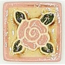 ROSE - PINK WITH FRAME Ceramic Glazed Stamp Deco Tile