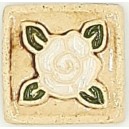 ROSE - WHITE NO FRAME Ceramic Glazed Stamp Deco Tile 