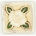 ROSE - WHITE WITH FRAME Ceramic Glazed Stamp Deco Tile