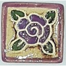 ROSE - PURPLE WITH FRAME Ceramic Glazed Stamp Deco Tile