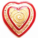 Mosaic Insert: 3D Ceramic Glazed Deco Heart Large - White/Red 