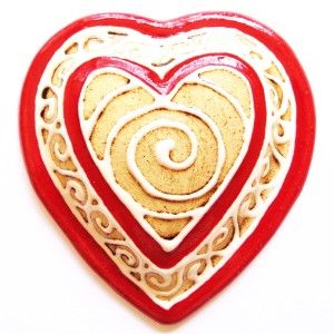 3-D Heart : RED with WHITE Swirl