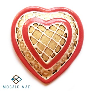 3-D Heart : RED with WHITE Hatch