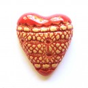Mosaic Insert: 3-D Ceramic Glazed Heart Small - Lace Red