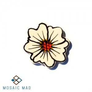 Flower : White Flat Painted Medium Ceramic Glazed Insert
