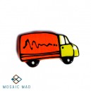 Mosaic Insert: Ceramic Glazed Painted Truck-Orange