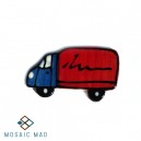 Mosaic Insert: Ceramic Glazed Painted Truck-Red
