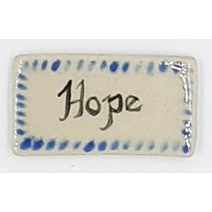 HOPE with BLUE Border Glazed Ceramic Tile