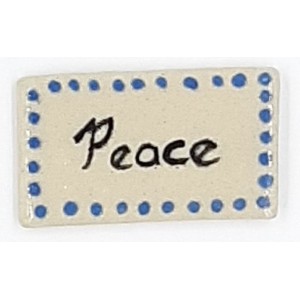 PEACE with BLUE Border Glazed Ceramic Tile