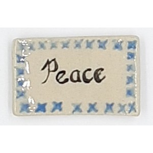 PEACE with BLUE Border Glazed Ceramic Tile