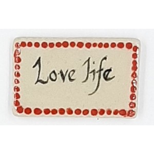 LOVE LIFE with RED Border Glazed Ceramic Tile
