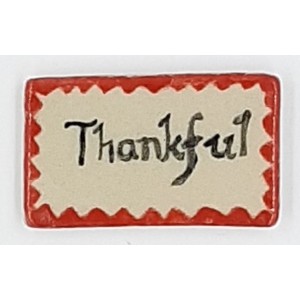 THANKFUL with RED Border Glazed Ceramic Tile