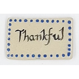 THANKFUL with BLUE Border Glazed Ceramic Tile