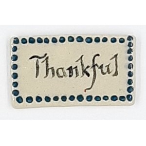 THANKFUL with GREEN Border Glazed Ceramic Tile