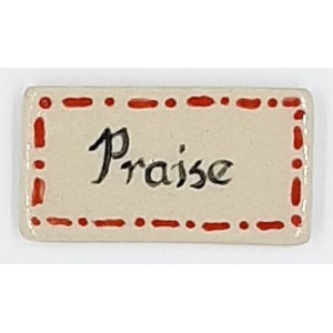 PRAISE with RED Border Glazed Ceramic Tile