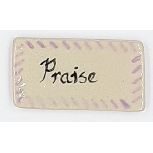 PRAISE with LILAC Border Glazed Ceramic Tile