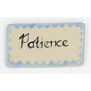 PATIENCE with BLUE Border Glazed Ceramic Tile
