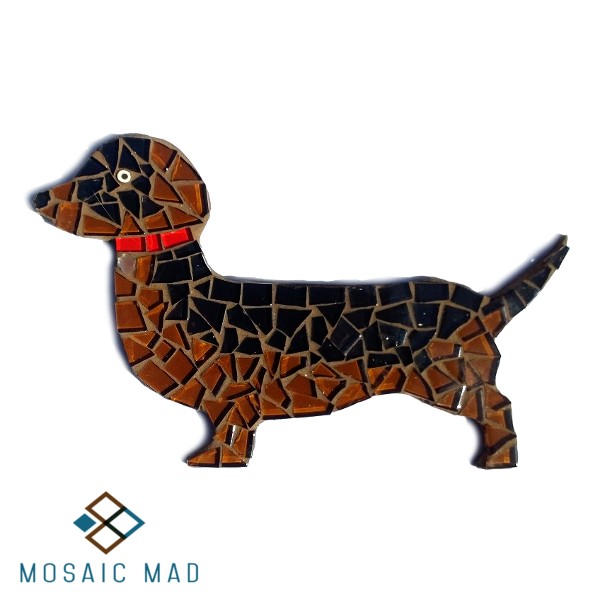 dog, sausage dog, natural, animal, mosaic, mosaic bunny, mosaic kit, mosaic project,  tiles,  grout, 